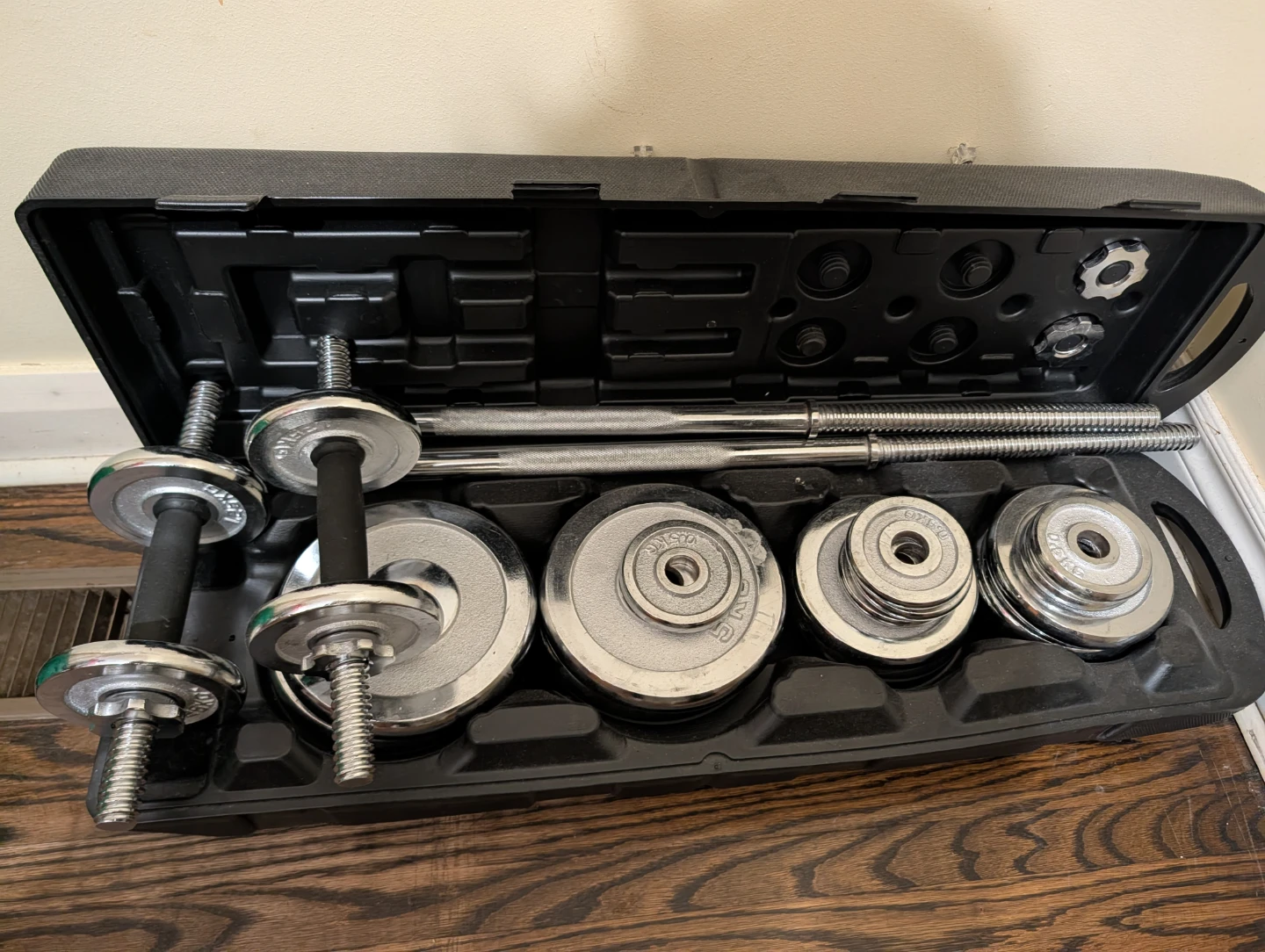 Chrome Adjustable Dumbbell and Barbell Set