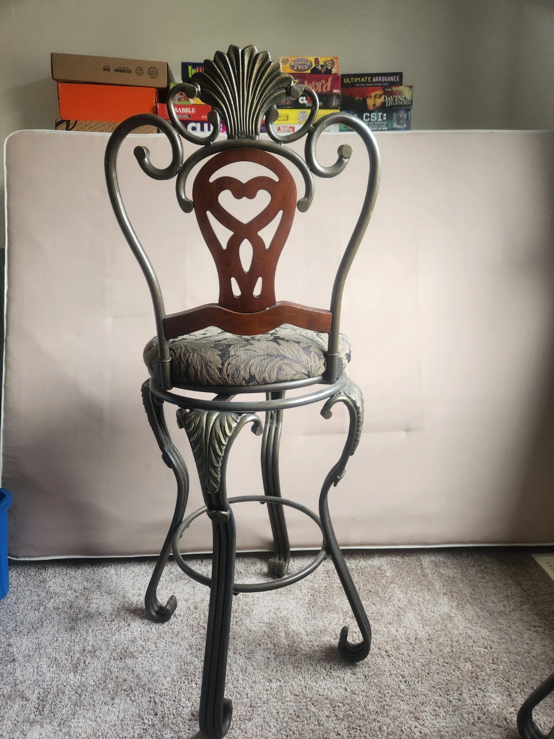 3 Swivel Bar Stools with Decorative Back