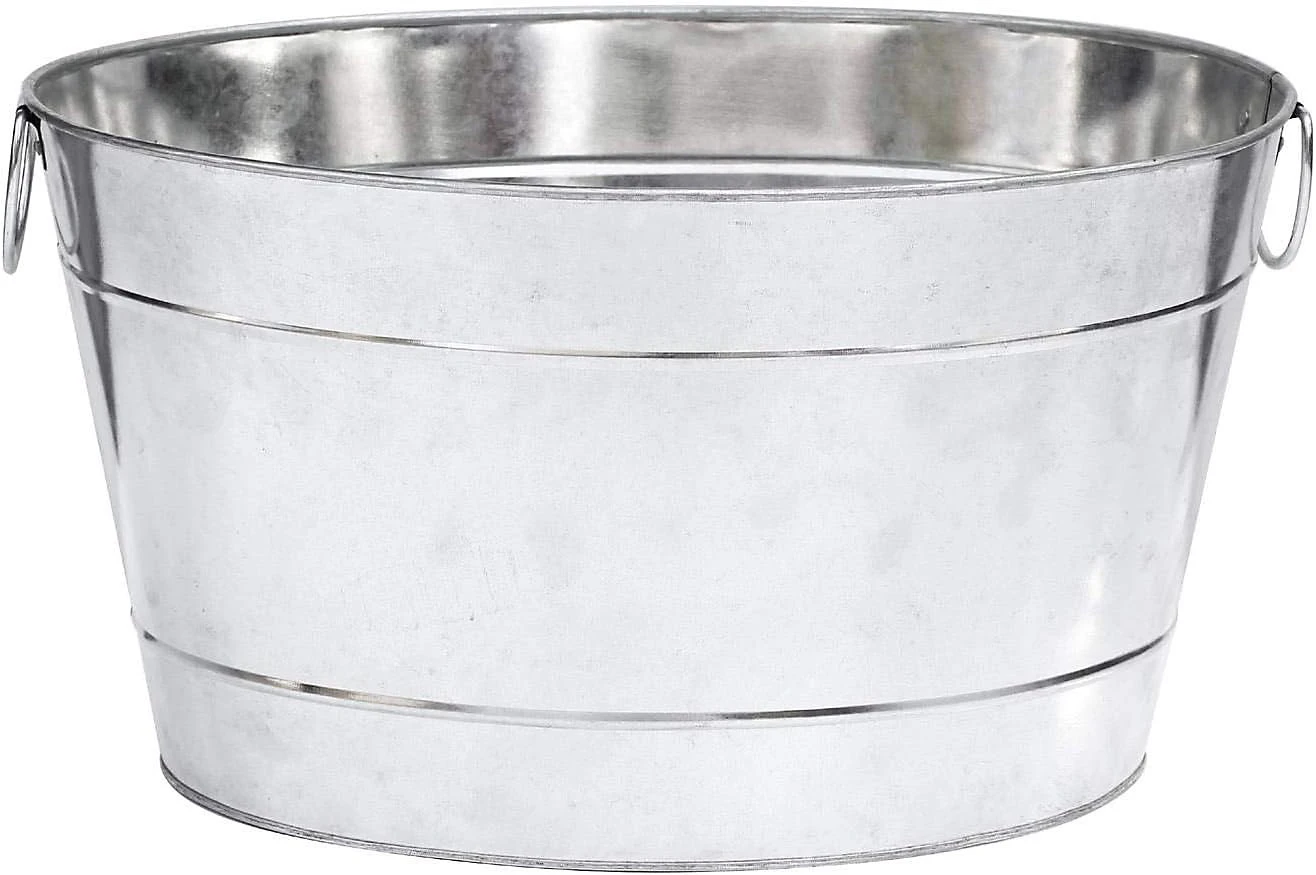 3 Outdoor Galvanized Round Metal Party Beverage Ice Buckets Set