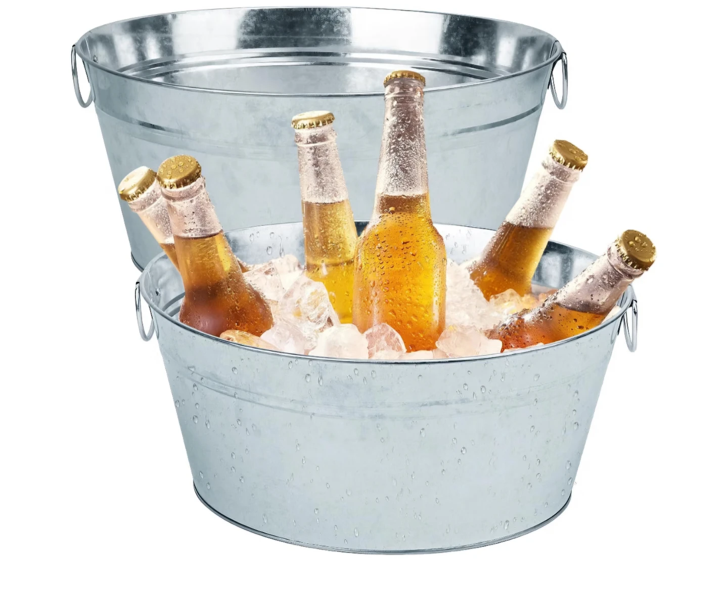 3 Outdoor Galvanized Round Metal Party Beverage Ice Buckets Set - photo 2