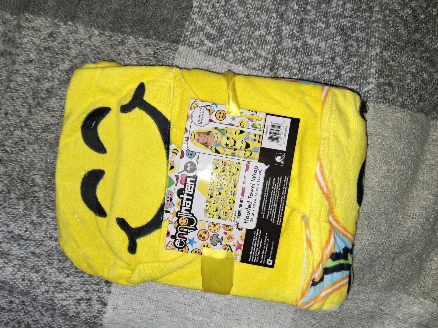 Emojination Hooded Towel Wrap - Yellow Smiley Face
