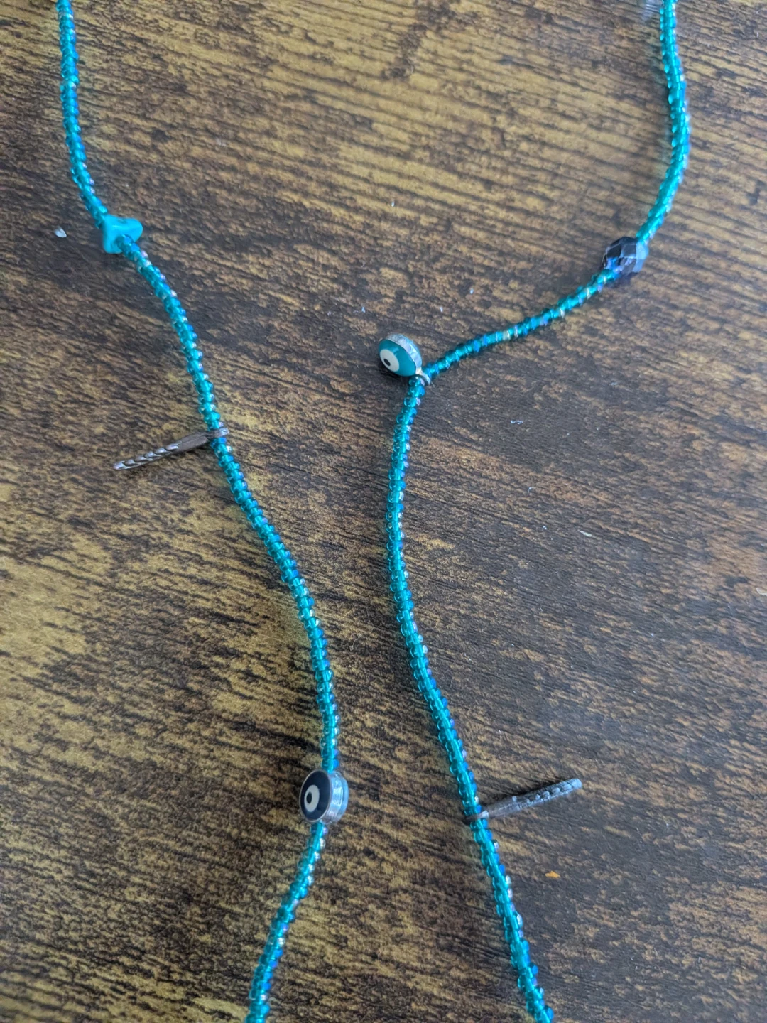 Turquoise Beaded Necklace with Charms - photo 3