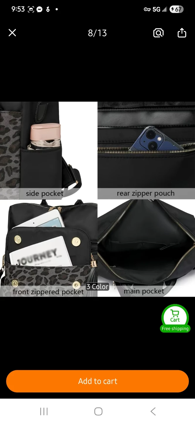 Women's Leopard Print Backpack - Black - photo 3