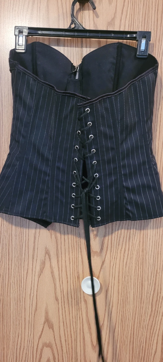 3-Piece Striped Corset Set with Skirt and Thong - photo 2