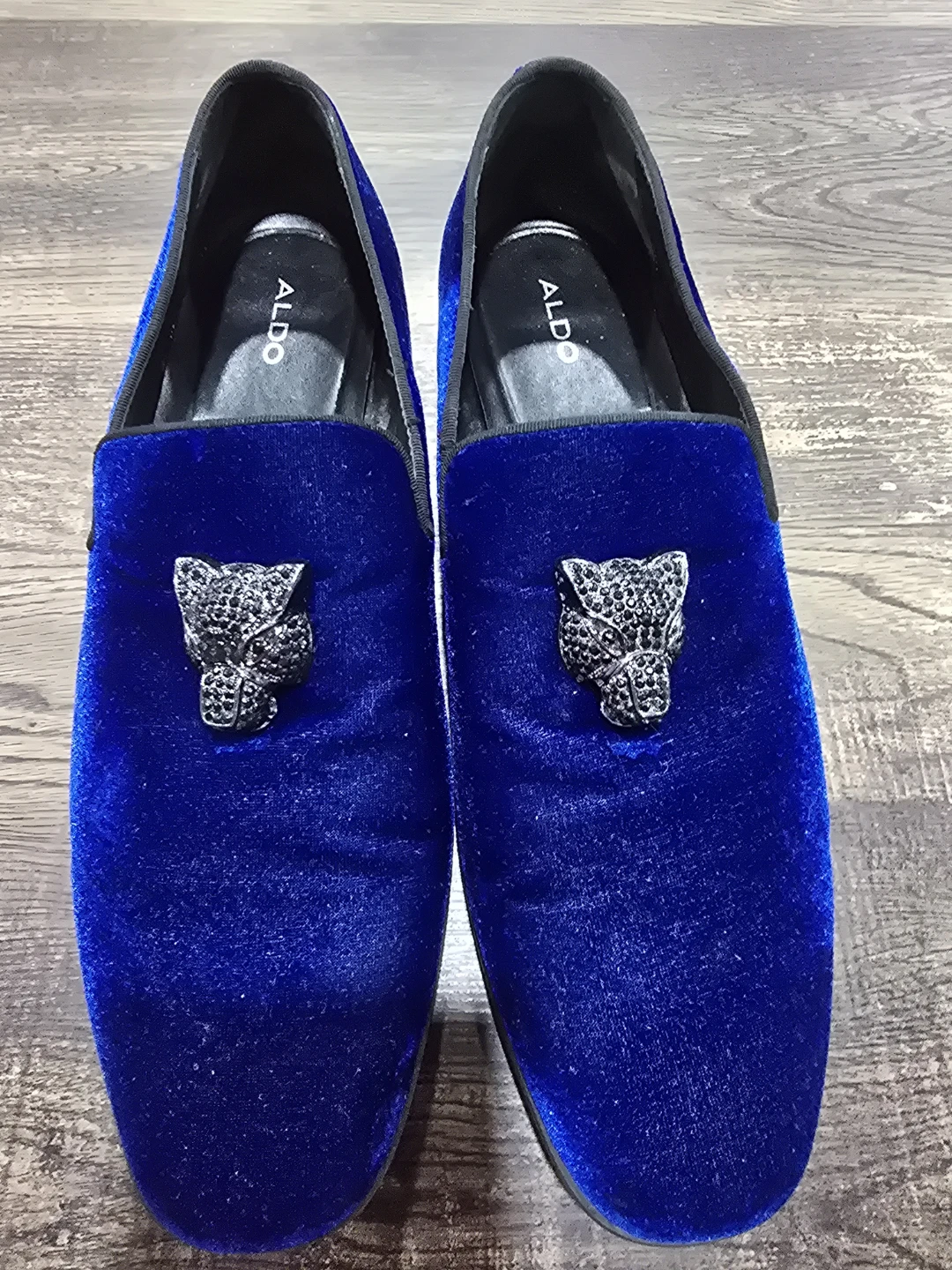 ALDO Men's Blue Velvet Loafers with Panther Detail