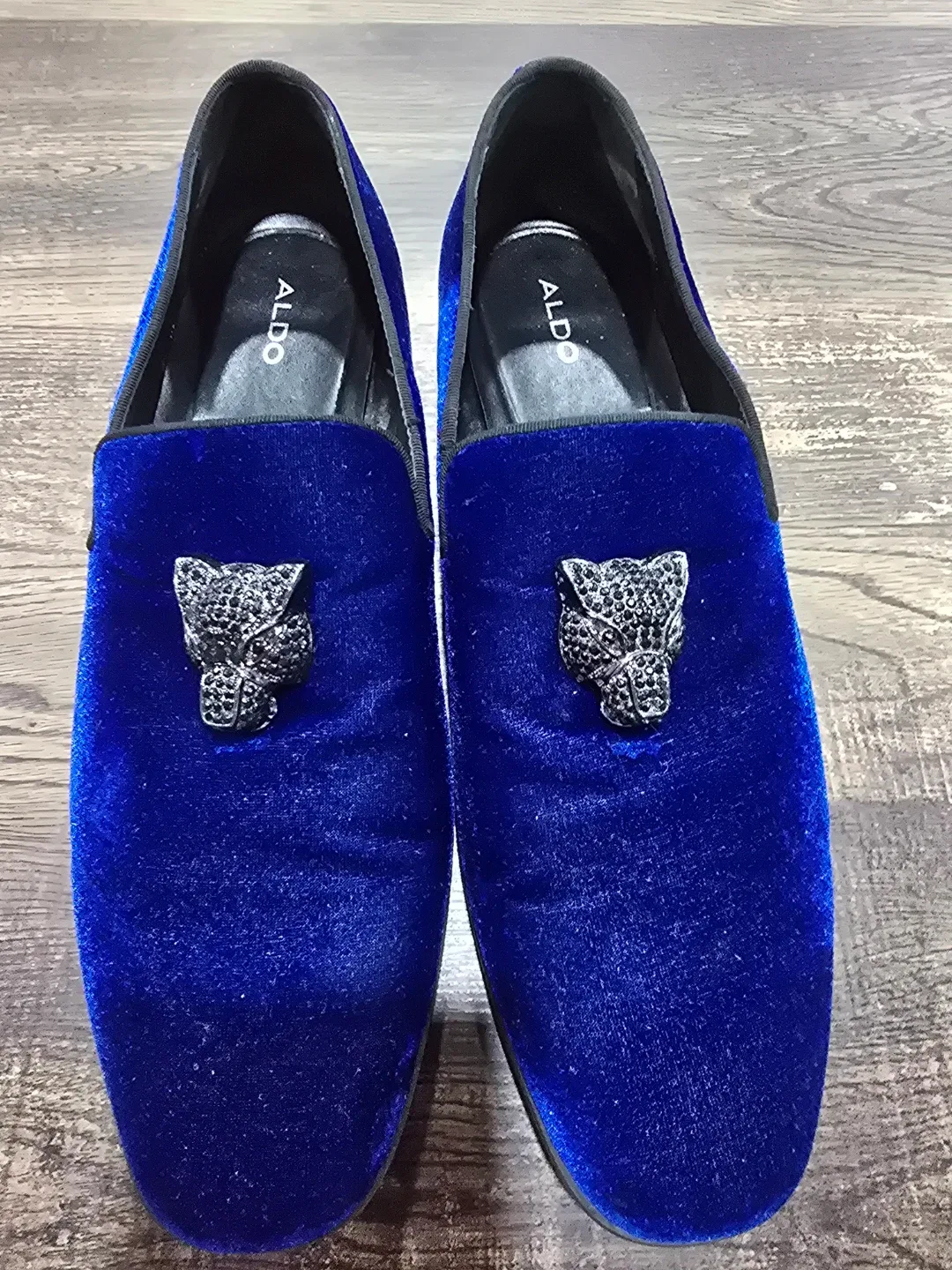 ALDO Men's Blue Velvet Loafers with Panther Detail