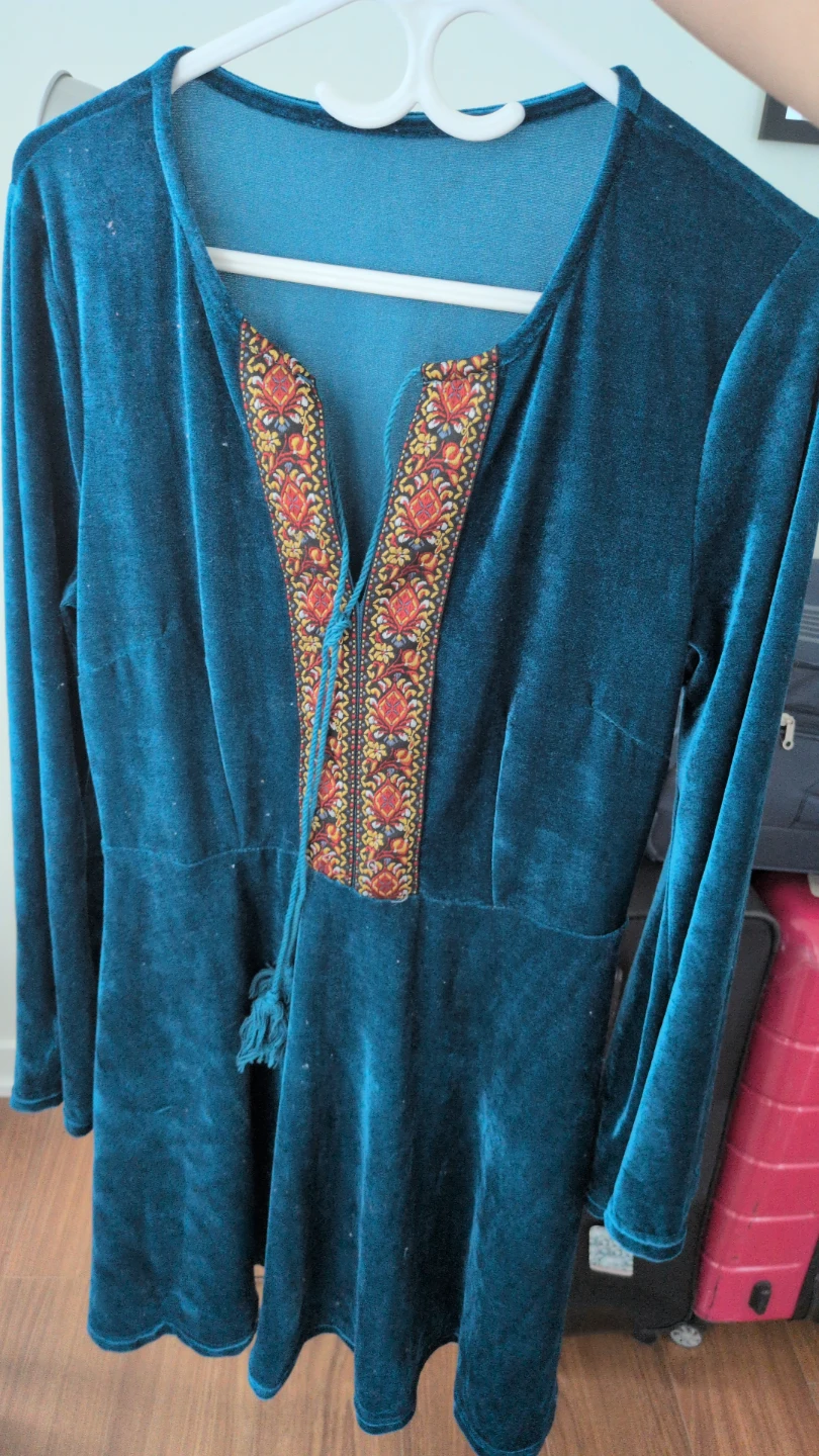 Velvet Blue Short Dress Size M