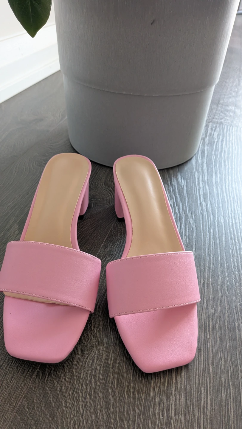 Pink Block Heel Sandals - True pink, no filter