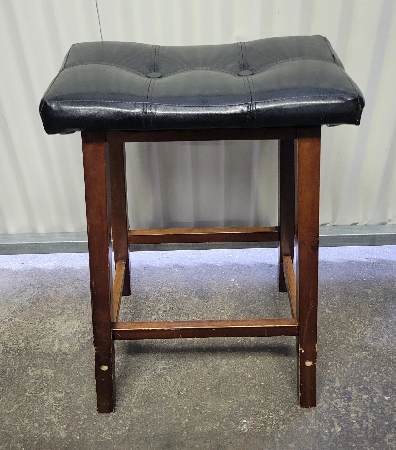 Black Faux Leather Padded Bar Stool