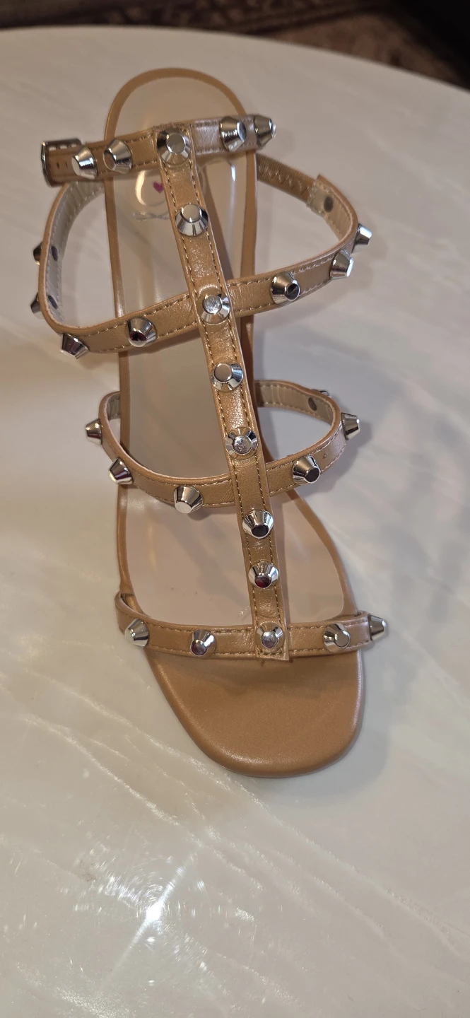 Brown Studded Block Heel Sandals Size 7 - photo 4