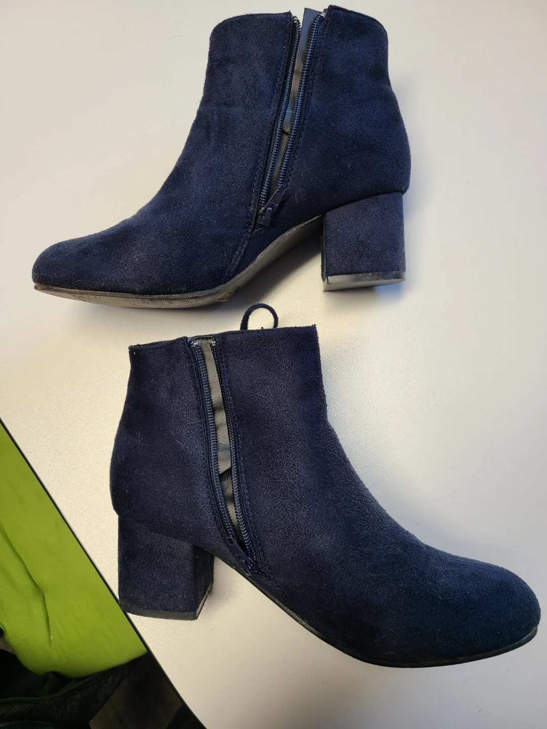 Navy Blue Suede Lace-Up Ankle Boots - photo 5