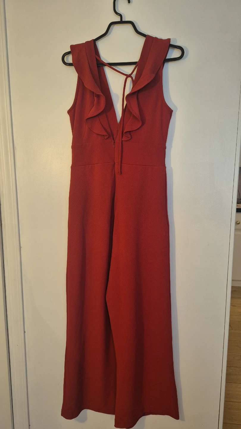 Red Jumpsuit with Ruffle Detail - photo 2