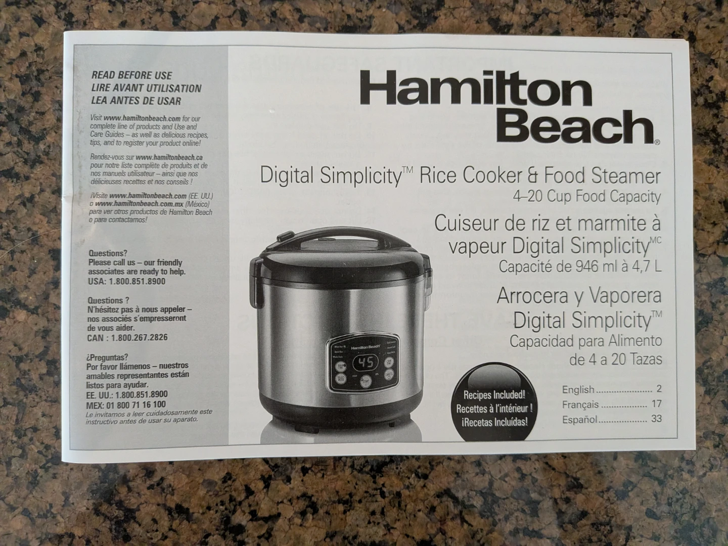 Hamilton Beach Digital Simplicity Rice Cooker & Food Steamer - photo 3