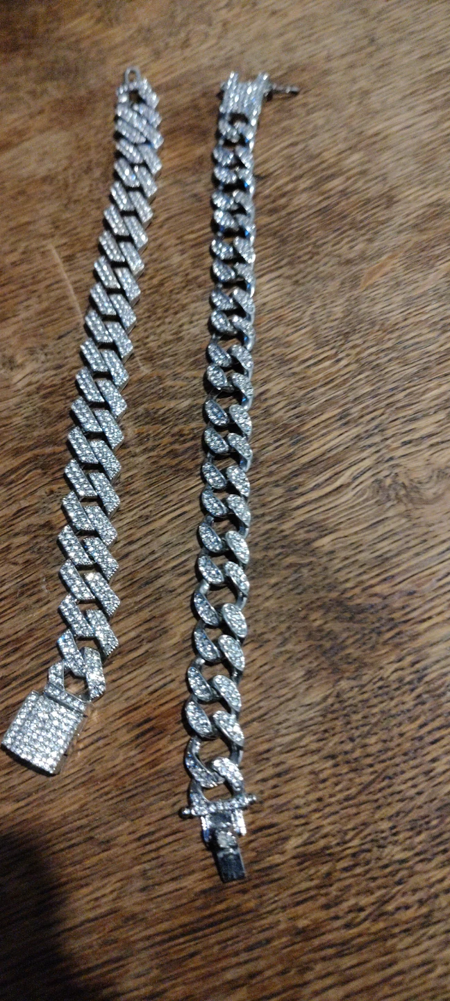 Two Diamond Encrusted Cuban Link Bracelets - photo 4