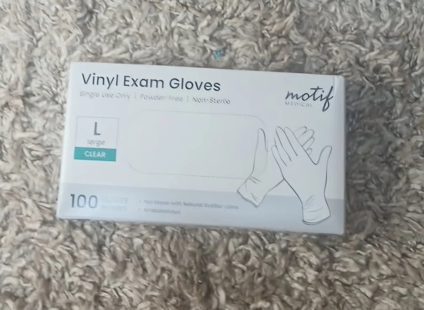 Motif Medical Vinyl Exam Gloves - Large, Clear (100 ct)