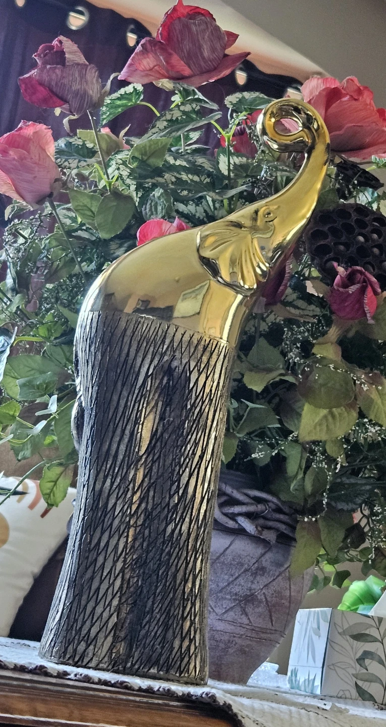 Gold Elephant Figurine with Textured Base - photo 4
