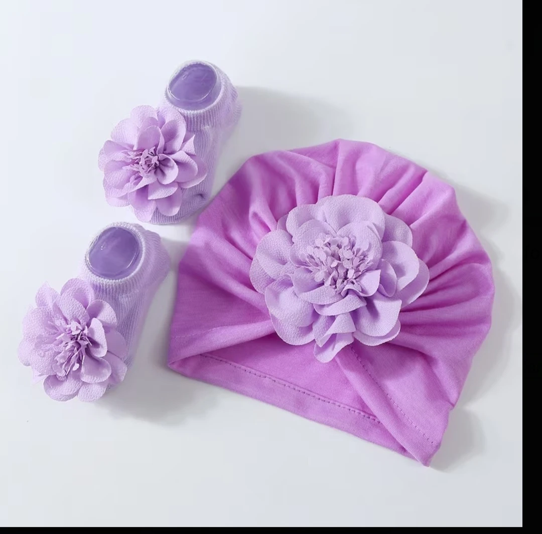 Baby Turban Hat and Socks Set
