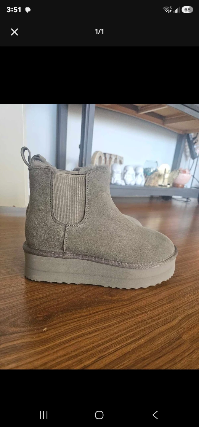 Grey Suede Platform Chelsea Boots