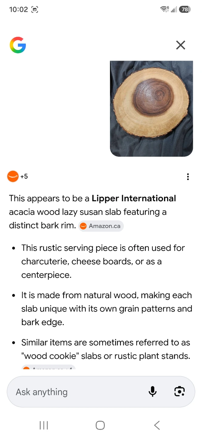 13" Acacia Wood Serving Slab lazy Susan - photo 3