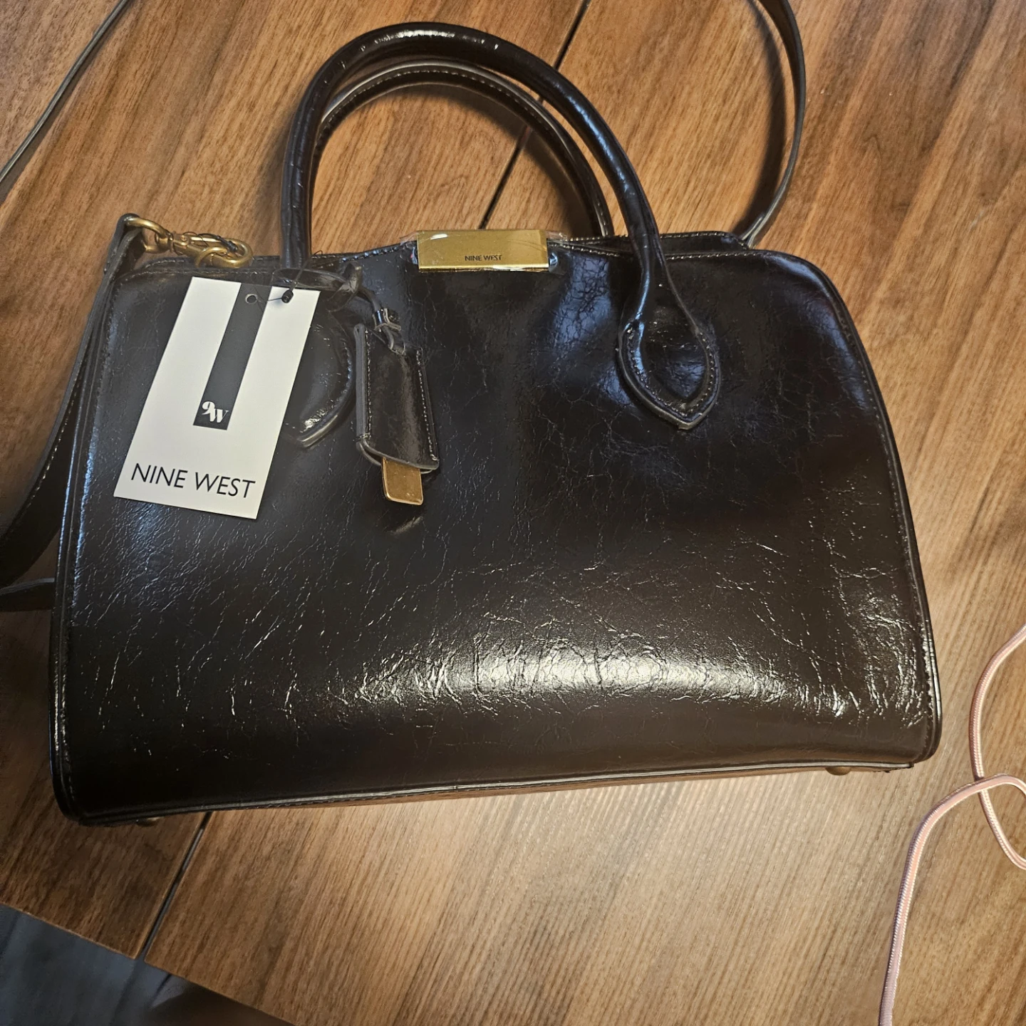 Nine West Black Faux Leather Top Handle Bag