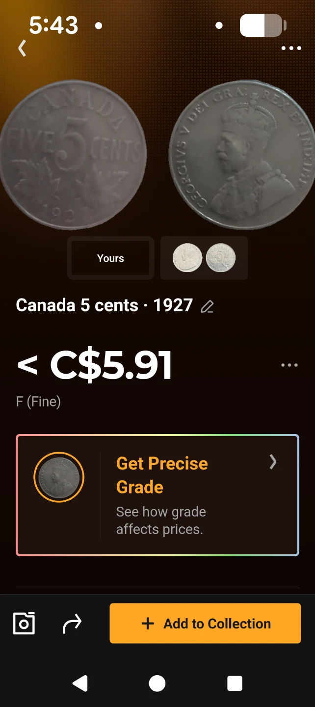 Canada 5 Cents Coin - 1927 - photo 4