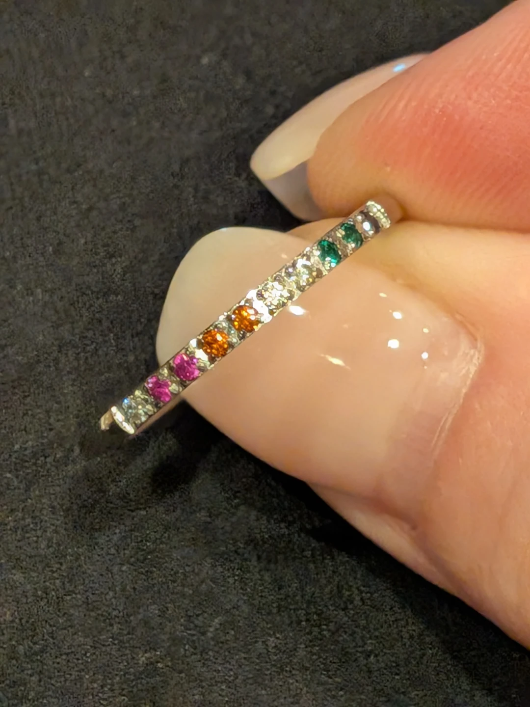 Size 7 Dainty Ring with Multicoloured Stones