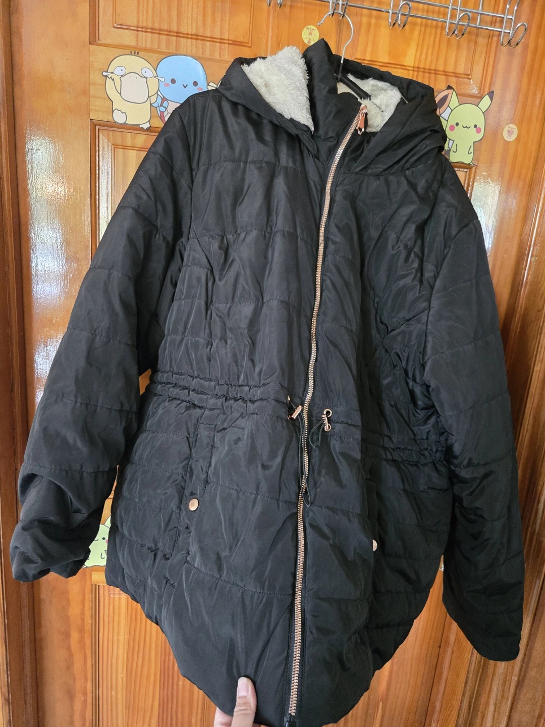 Pink Platinum Black Sherpa-Lined Drawstring Parka Jacket