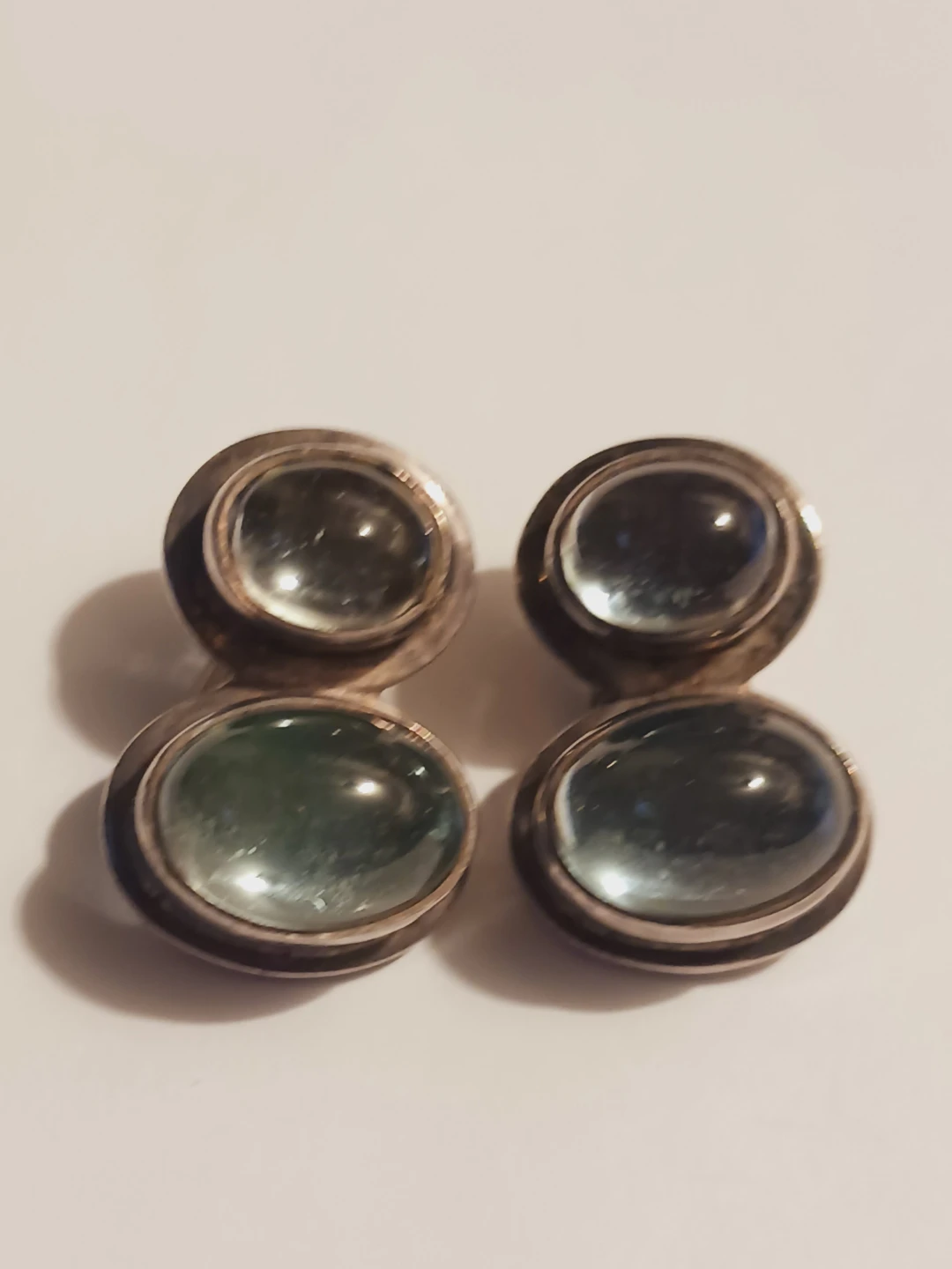 Sterling Silver 925 Danish Designer Genuine Stone Earrings