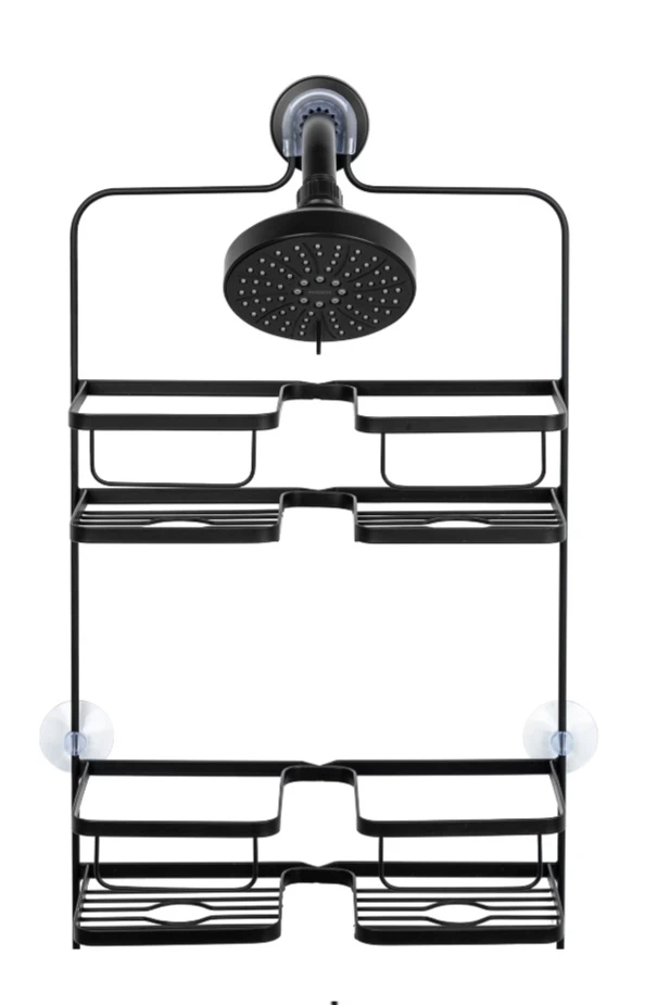 Black Metal 3-Tier Shower Caddy Storage Rack - photo 4