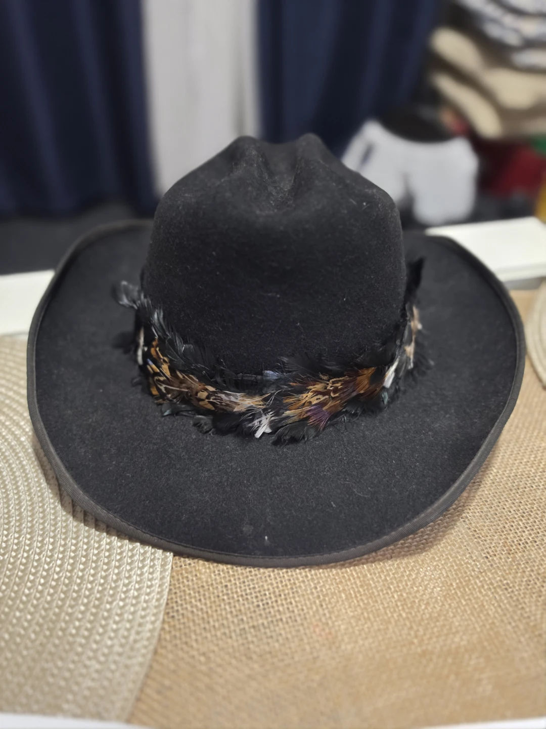 Black Cowboy Hat with Feather Band - photo 4