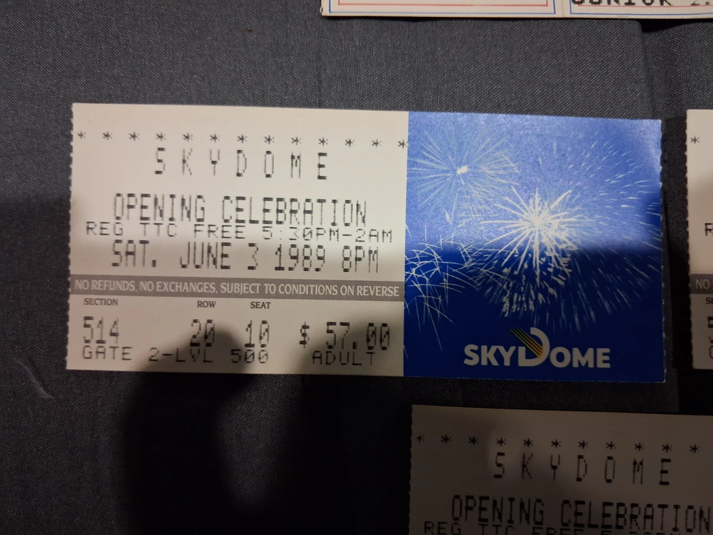 SkyDome Opening Celebration Ticket - June 3, 1989 - photo 2