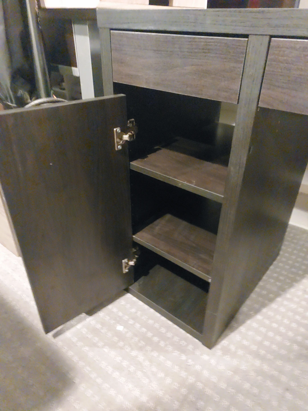 Dark Wood Desk with Drawers and Cabinet - photo 2