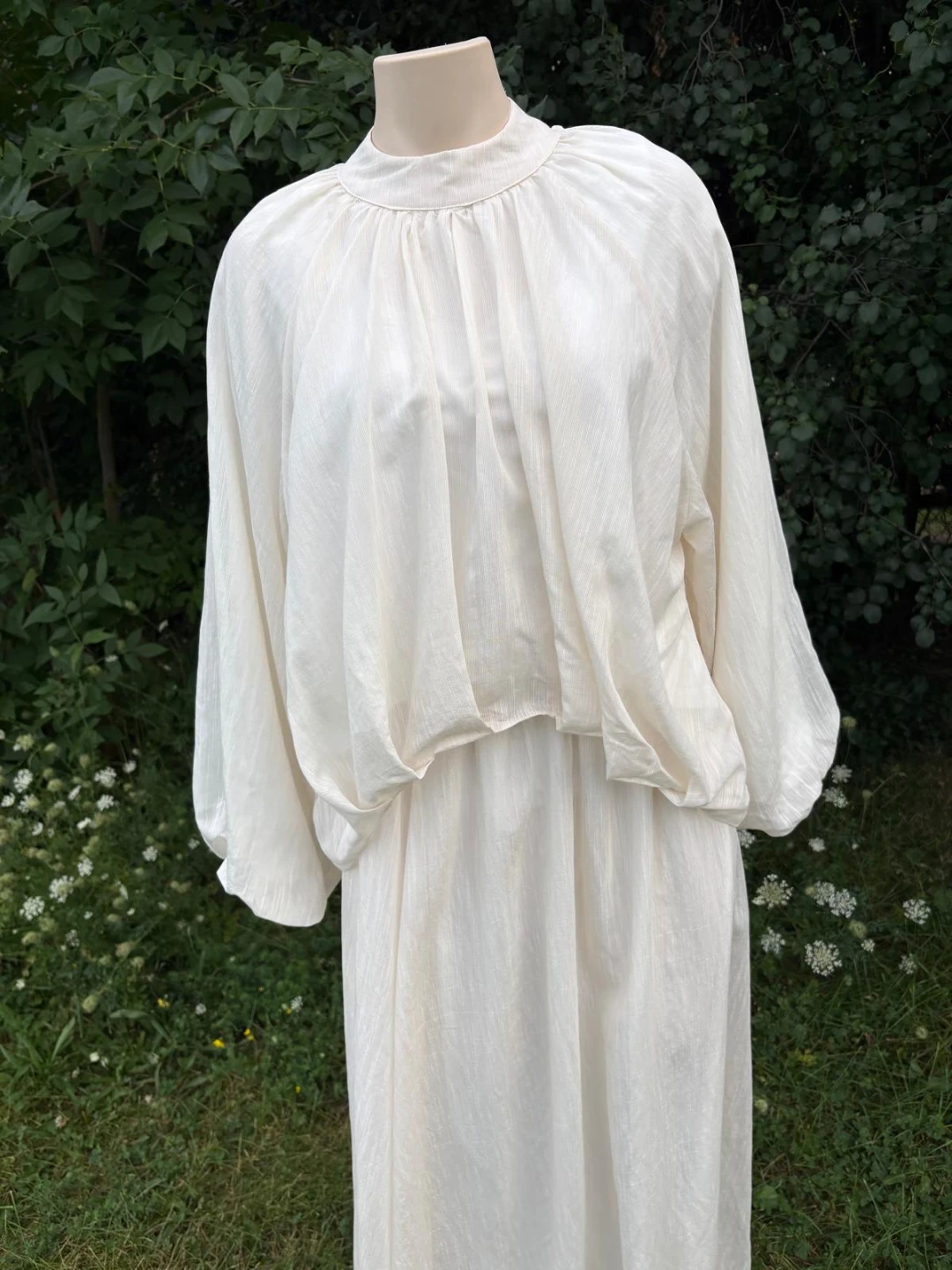 Cream oversized balloon sleeve maxi dress - photo 4
