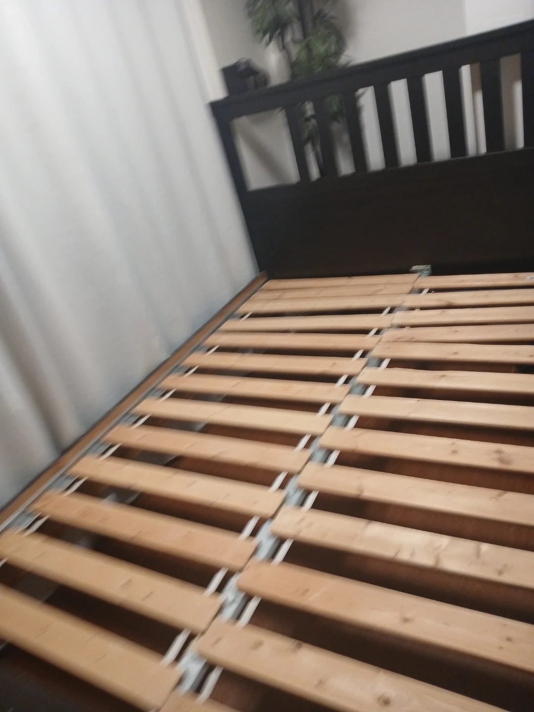 Ikea Dark Brown Wooden Bed Frame with Headboard - photo 2