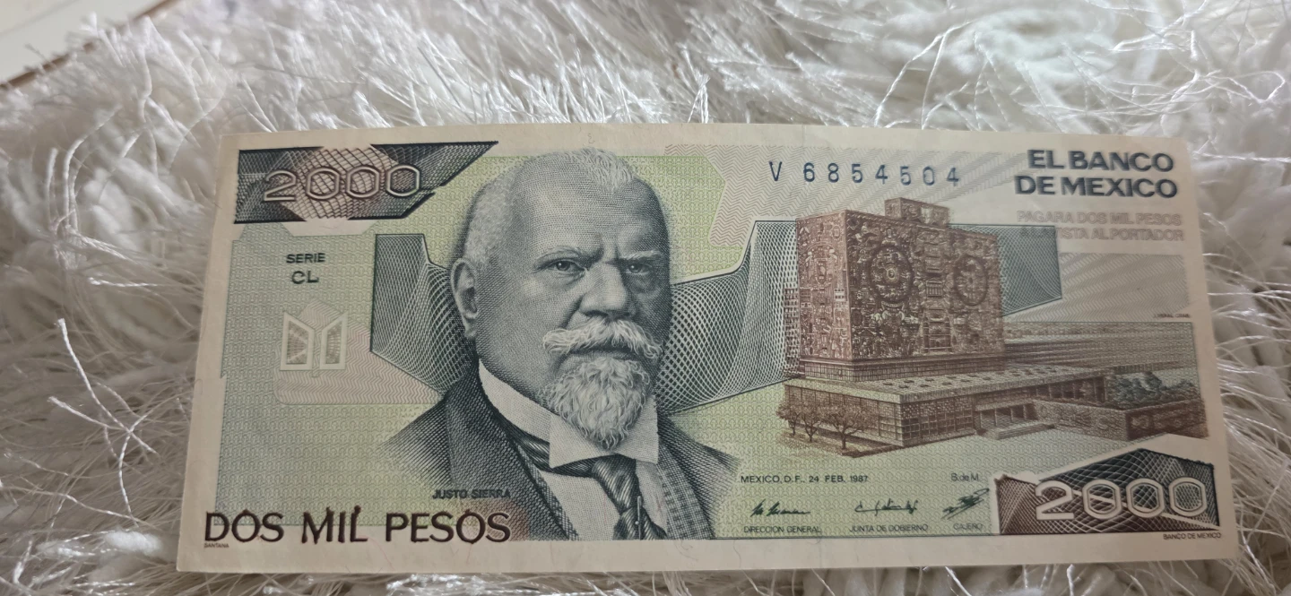1987 Mexico 2000 Pesos Banknote