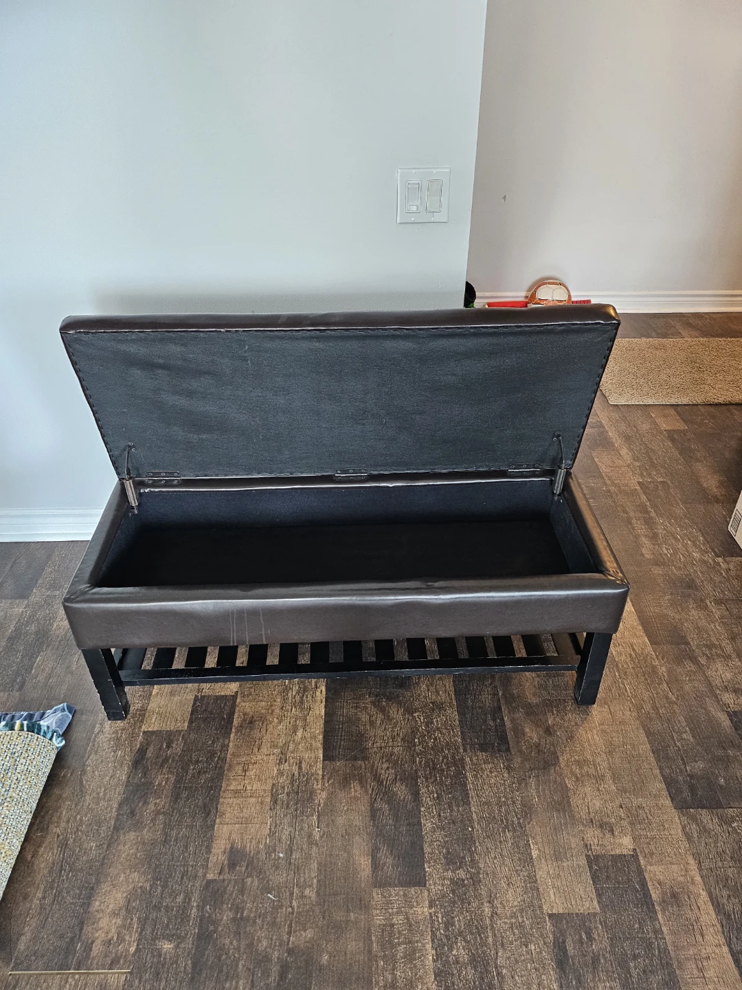 Brown Faux Leather Storage Ottoman Bench
