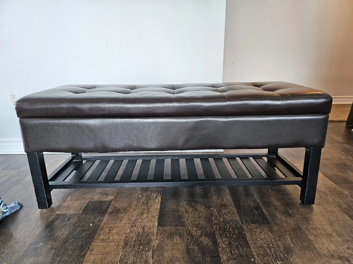 Brown Faux Leather Storage Ottoman Bench - photo 2