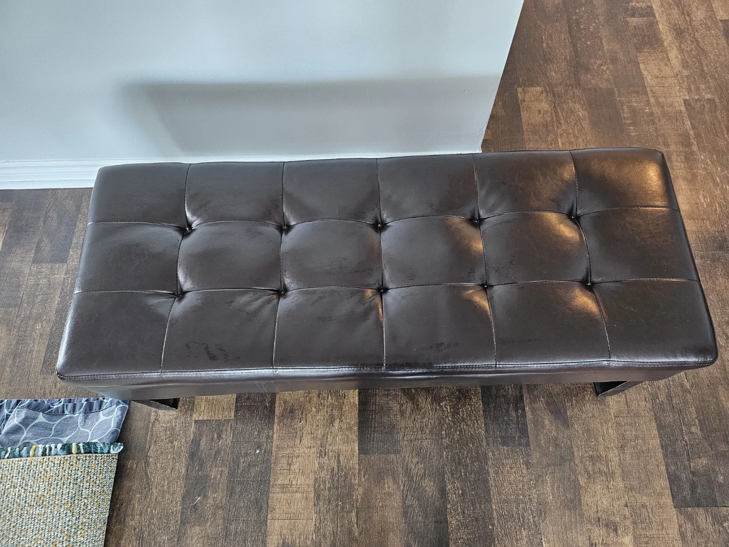Brown Faux Leather Storage Ottoman Bench - photo 3