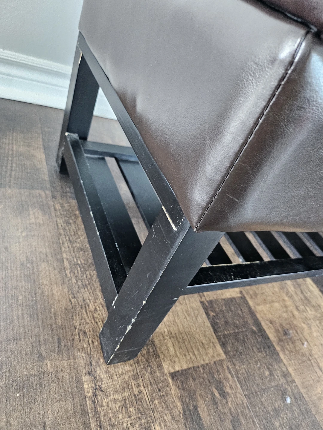 Brown Faux Leather Storage Ottoman Bench - photo 4