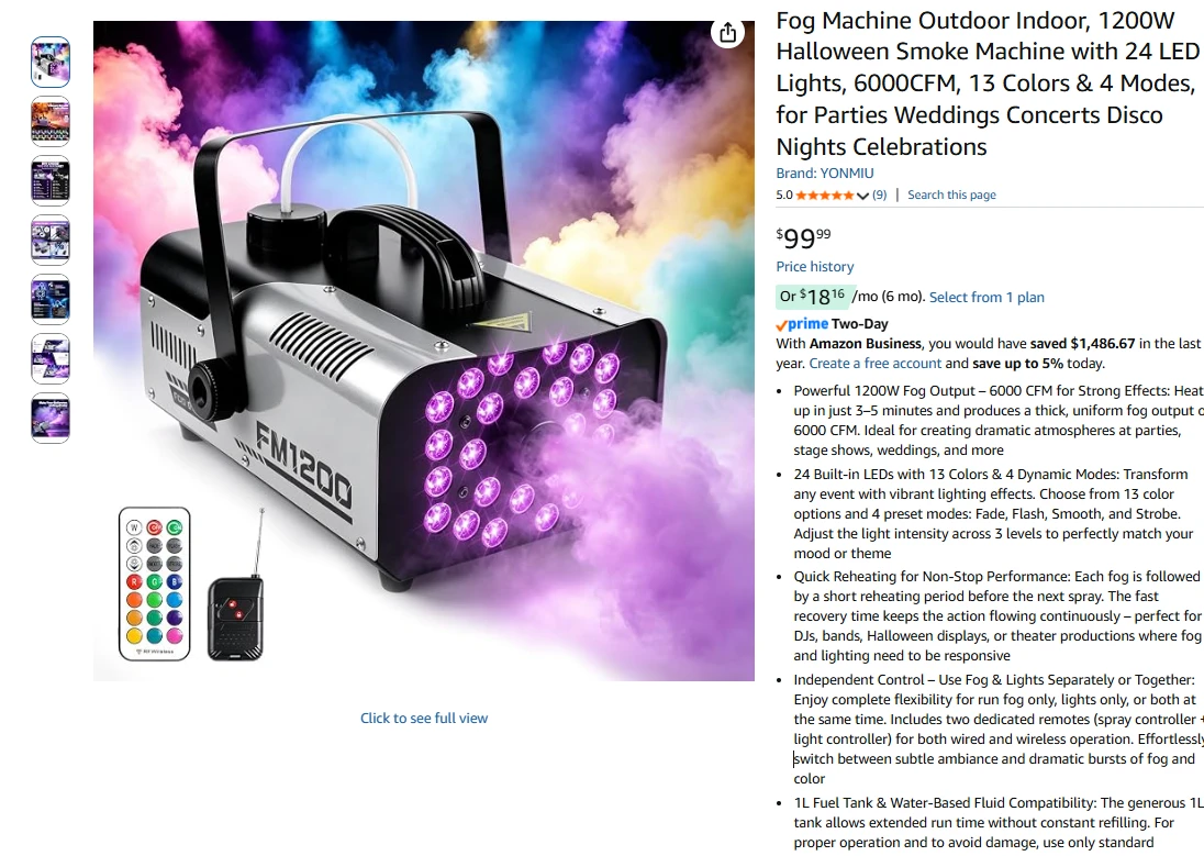 Fog Machine FM1200 with 24 LEDs and Remote - photo 2