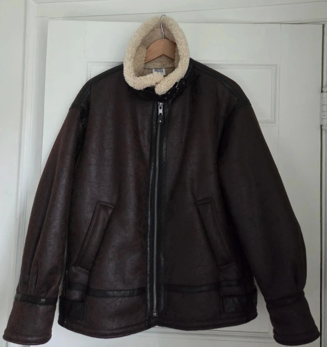 BDG Urban Outfitters Brown Faux Leather Shearling Aviator Coat - photo 2