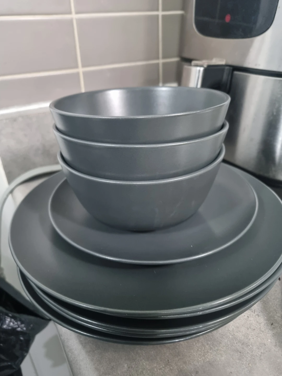 Grey Dinnerware Set - Plates and Bowls