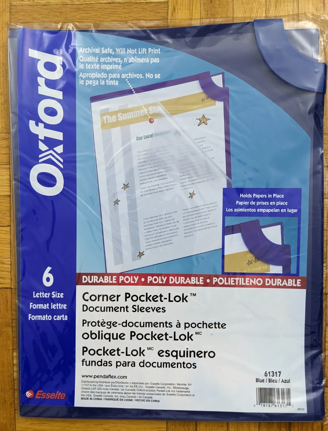 Oxford Corner Pocket-Lok Document Sleeves Letter Size 6 Pack