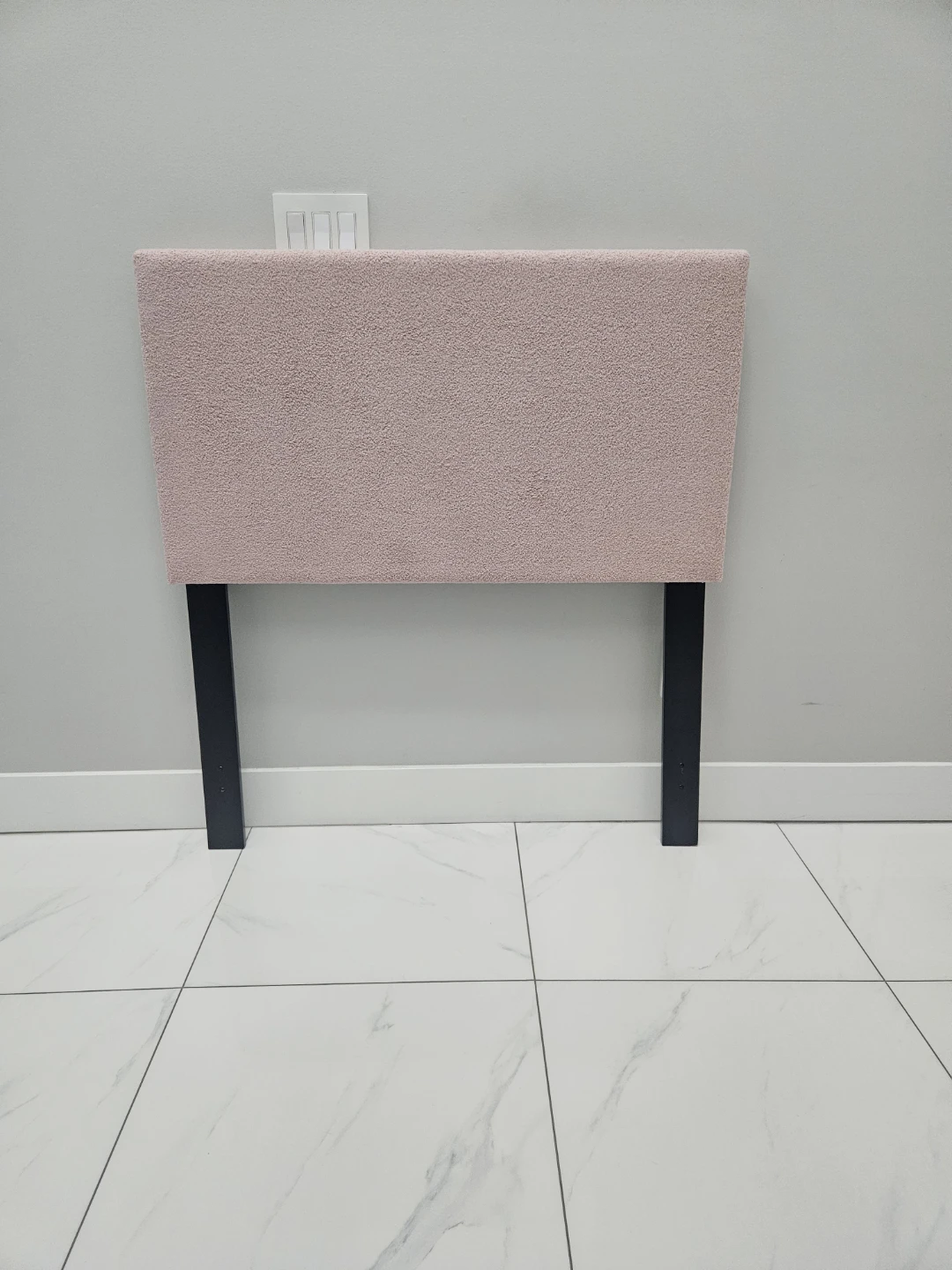 Pink Teddy Fabric Headboard with Black Legs - photo 2