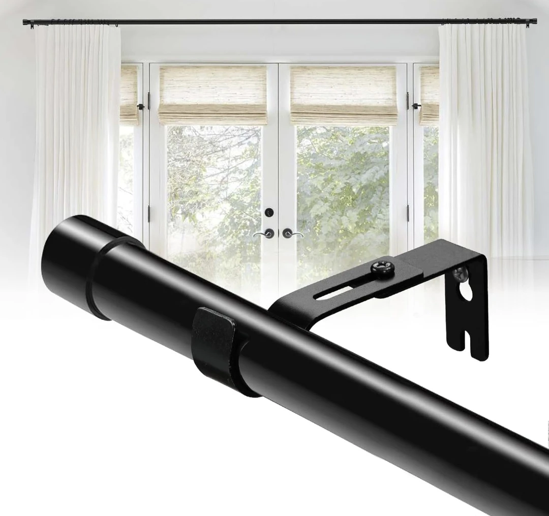 Black High Gloss Curtain Rods Adjustable 28"-62.5"