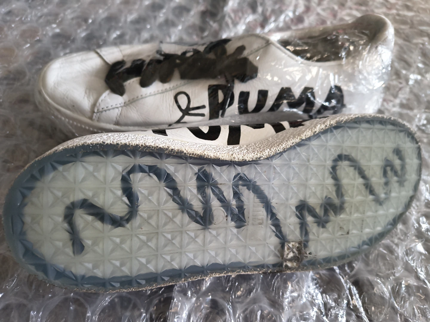 Puma White Leather Sneakers with Custom Art - photo 2