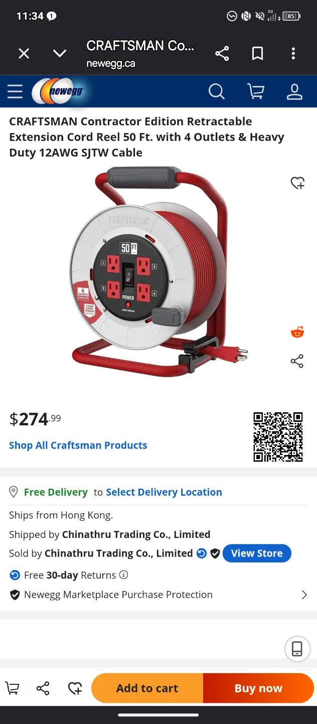 Craftsman 50 ft. Retractable Extension Cord Reel