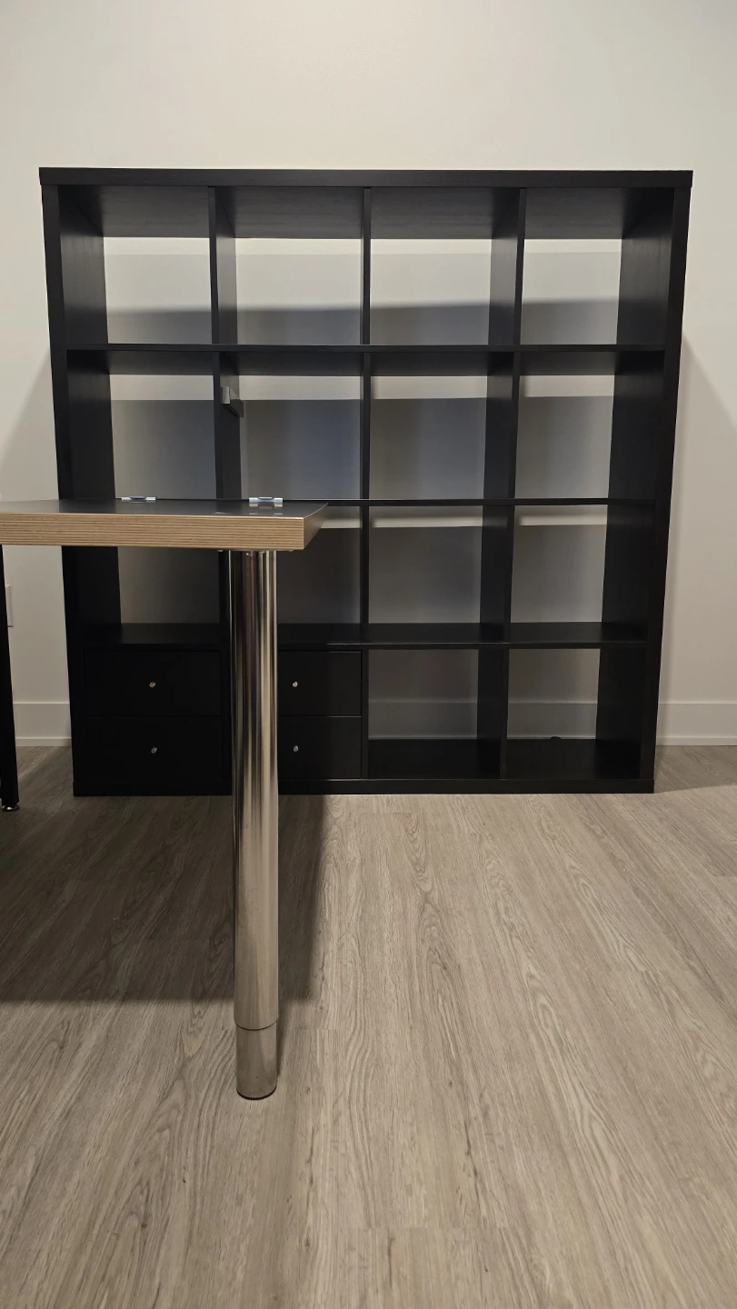 IKEA KALLAX 16-Cube Shelf Unit with Drawer Inserts and Tabletop - photo 3