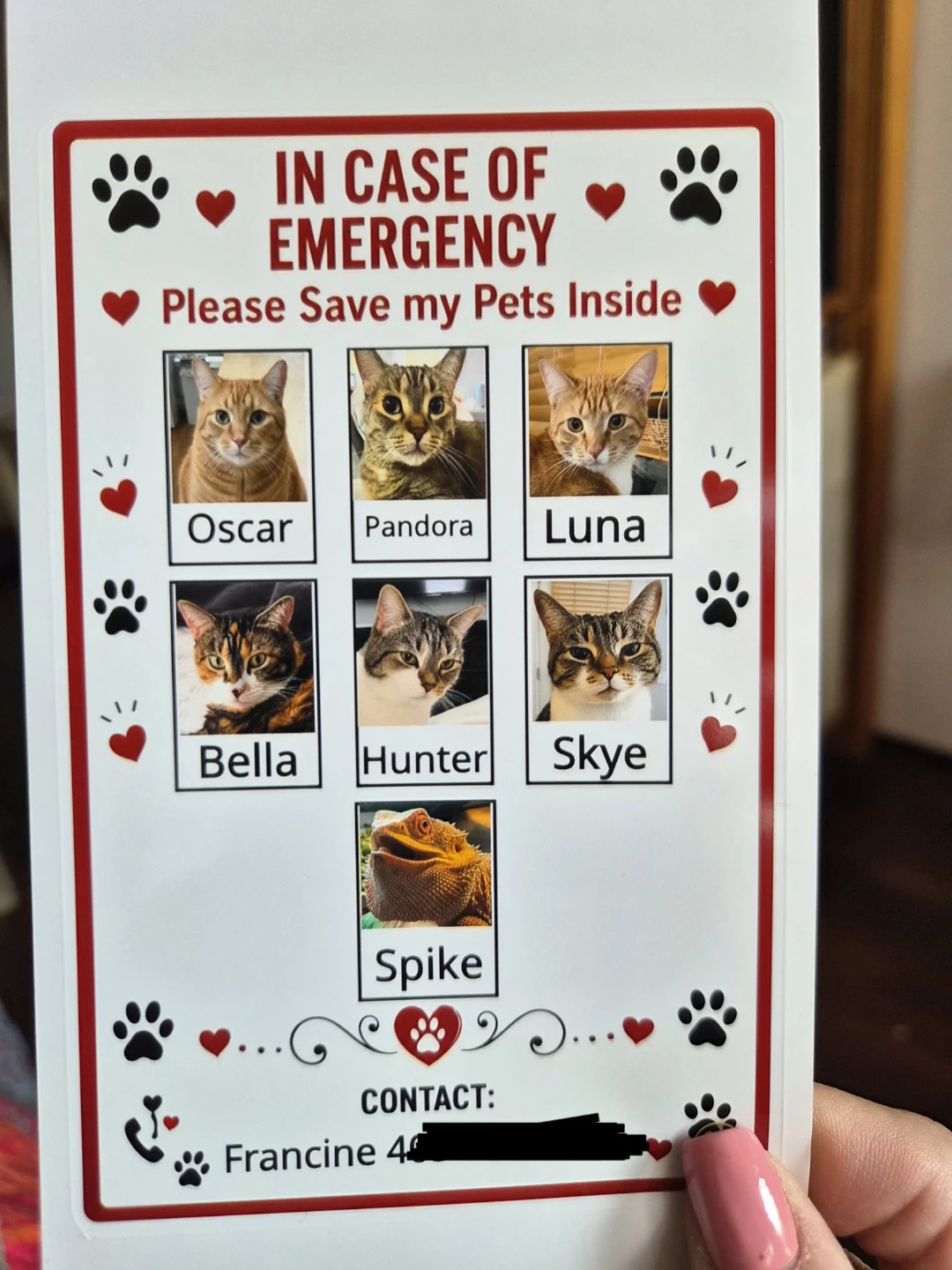 *PERSONALIZED - In Case of Emergency Pet Sign - photo 2