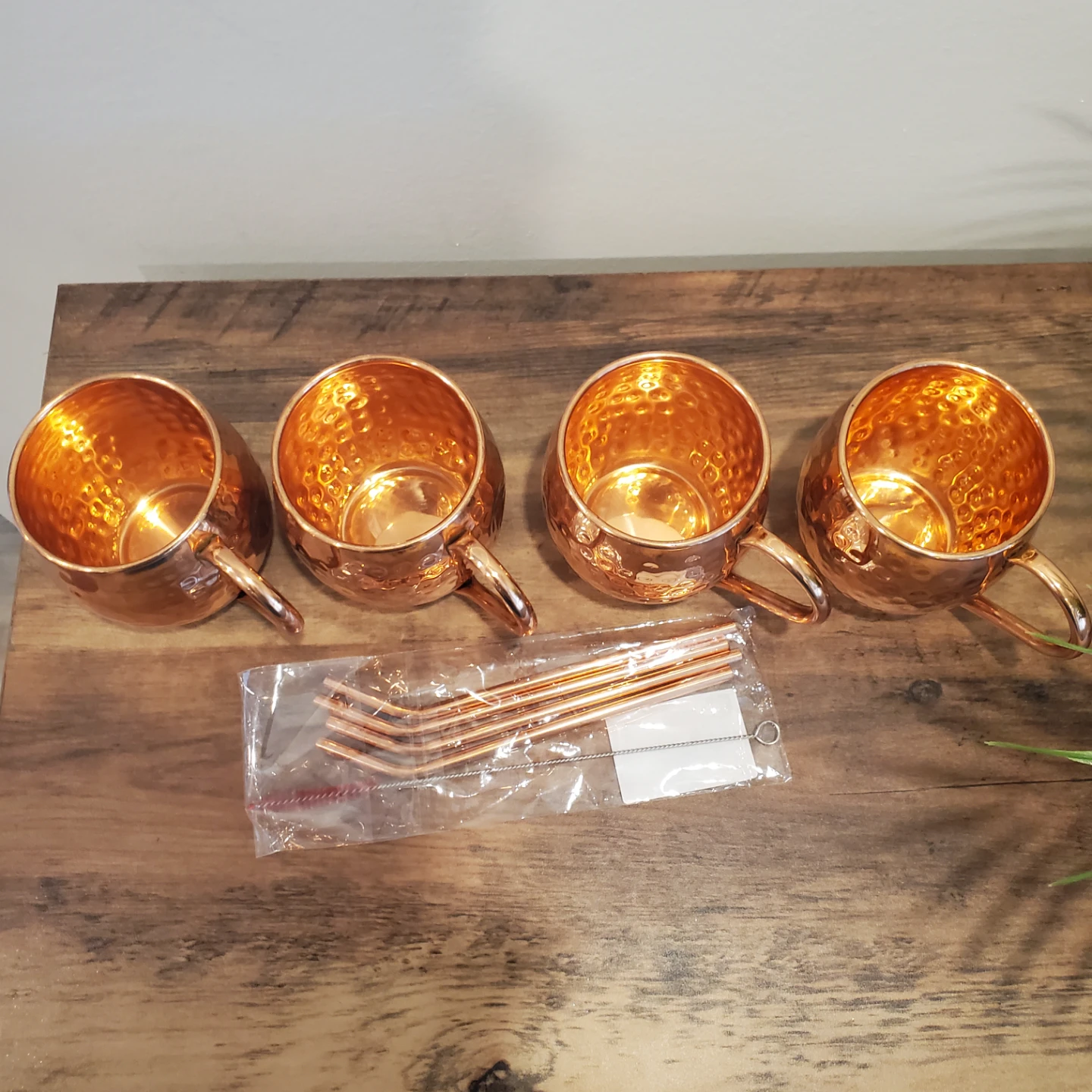 Set of 4 Copper Moscow Mule Mugs with Straws - photo 2